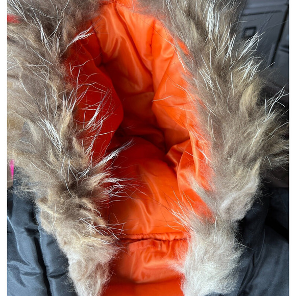 DELF Winter Coat Heavy Duty Military Retro Jacket Black Hooded Faux Fur Men's XL - Picture 8 of 12